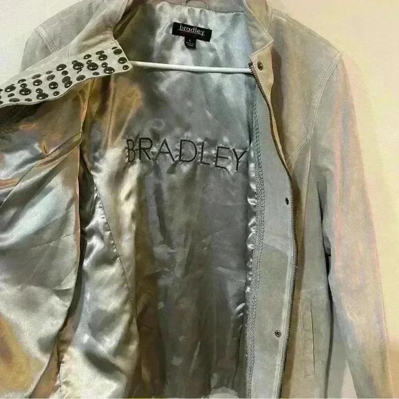 Bradley Grey Leather Jacket Women’s Size Large - Picture 2 of 5